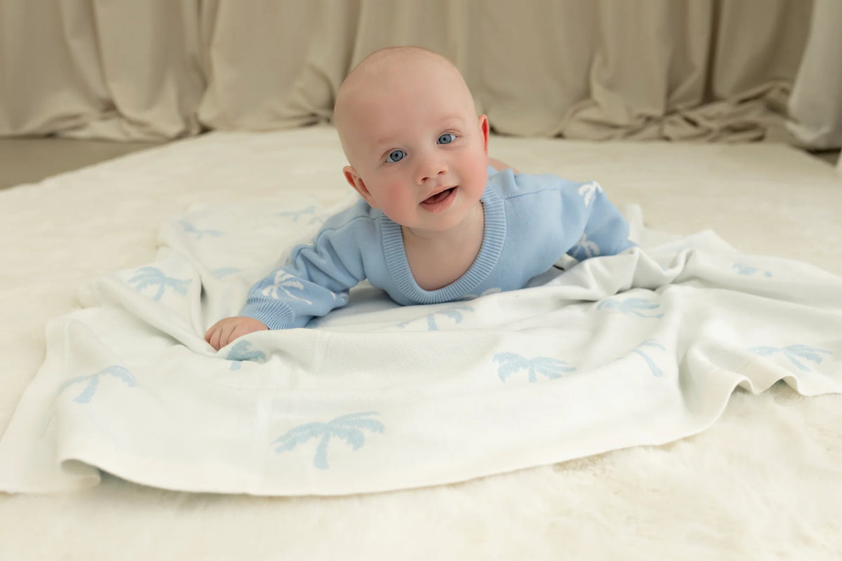 Reversible Knit Blanket | Ocean Palms