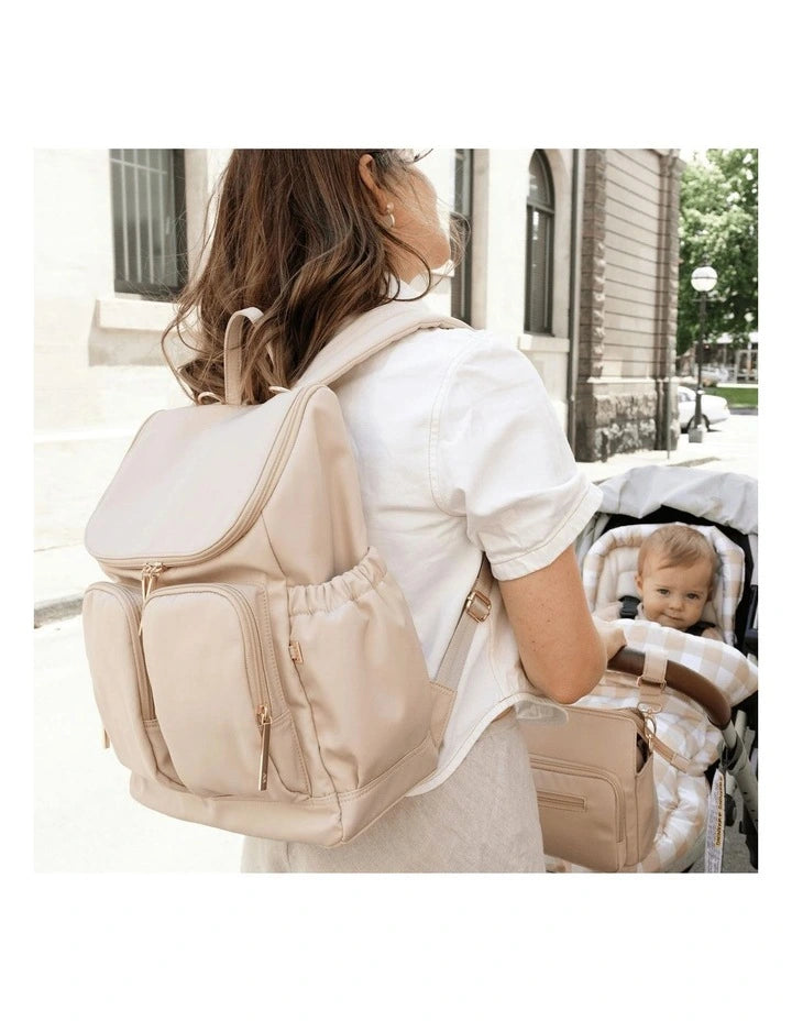 Signature Nappy Backpack - Beige Nylon