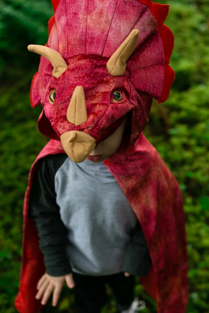 Red Triceratops Hooded Cape