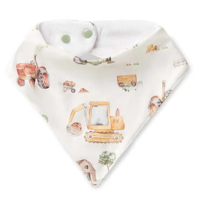 Snuggle Hunny Kids Diggers & Tractors Organic Dribble Bib | Aster & Ruby