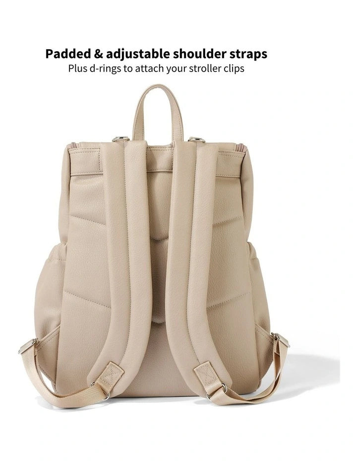 Faux Leather Nappy Backpack - Oat