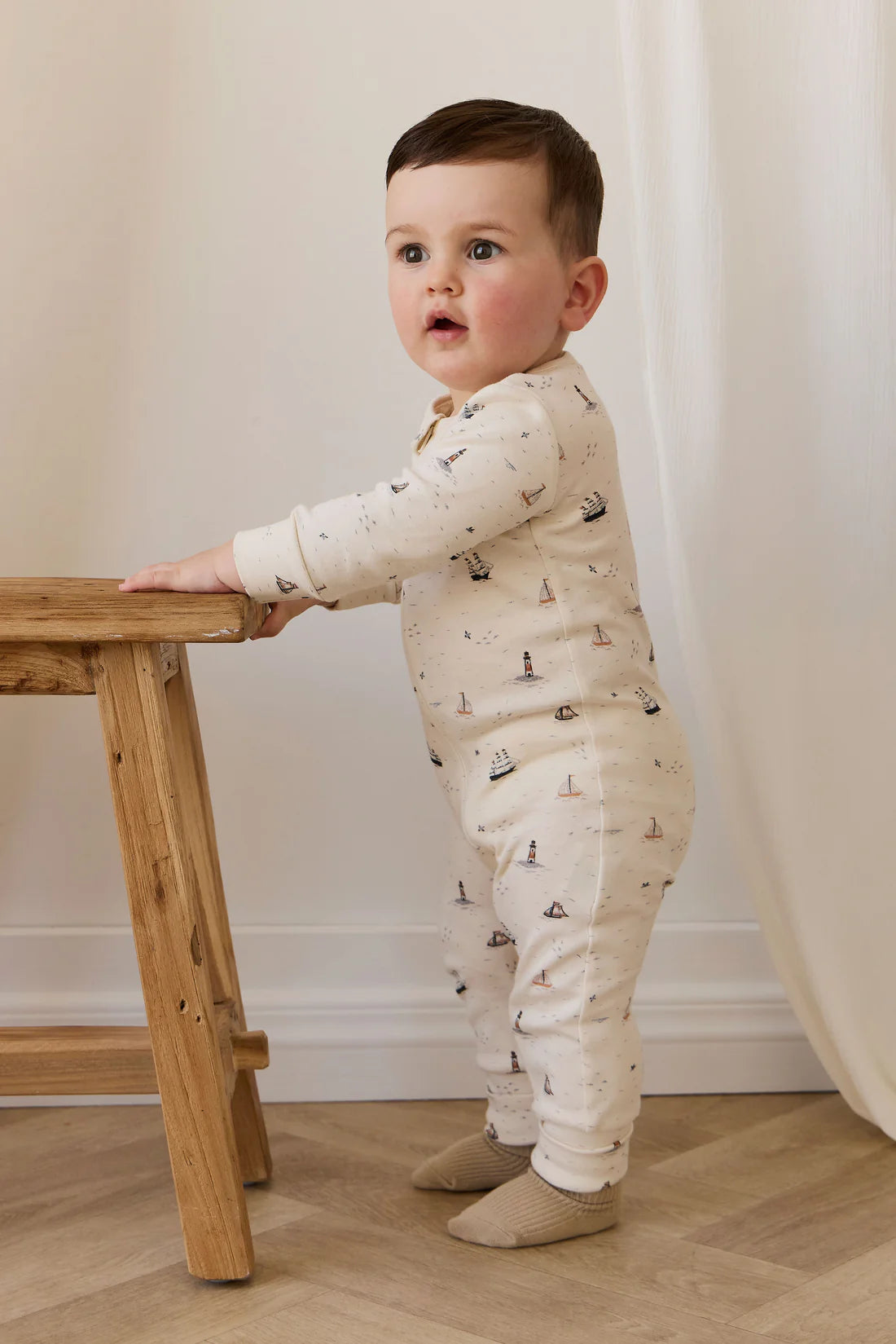 Organic Cotton Reese Zip Onepiece Sailing Day