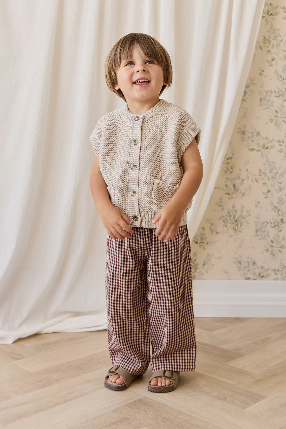 Organic Cotton Kenji Pant Cinnamon Gingham