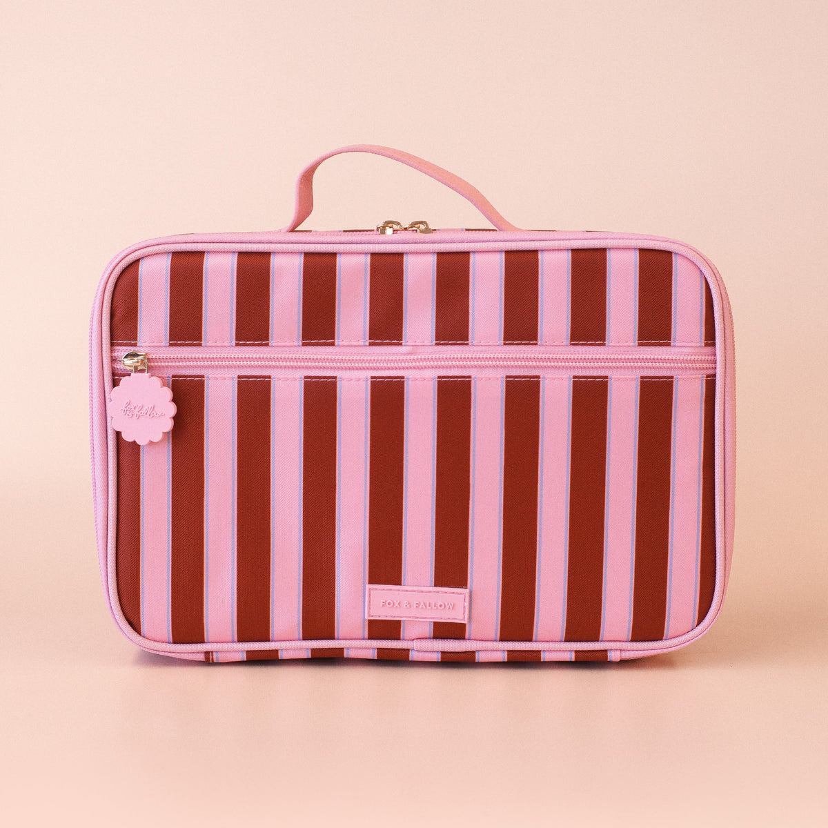 Burgundy Stripe Large Lunch Bag