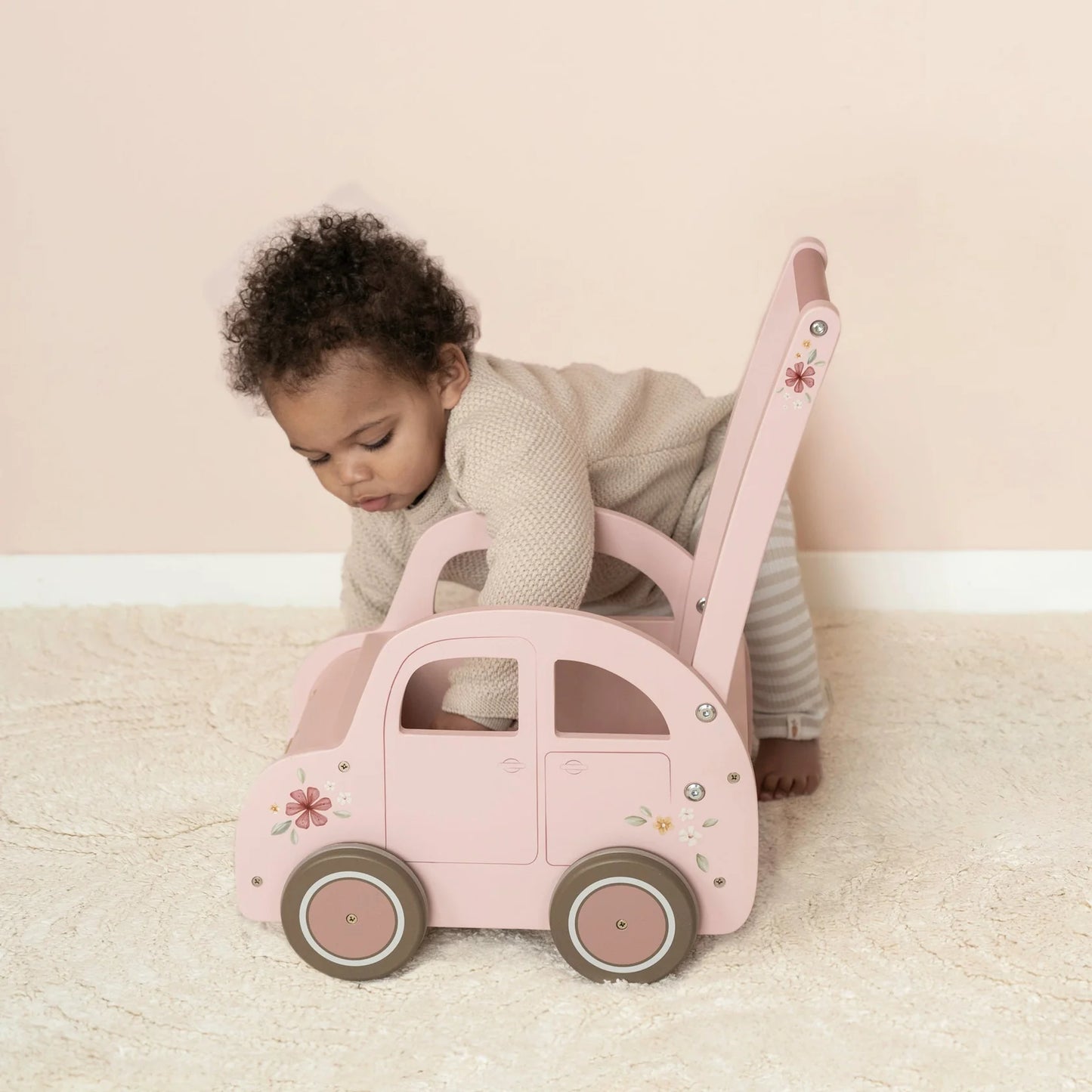 Wooden Baby Walker Pink