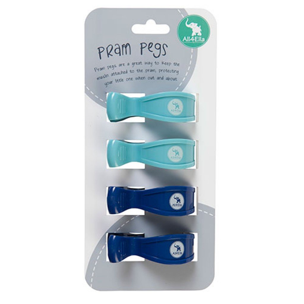 Pram Pegs 4pk Pastel Blue & Navy
