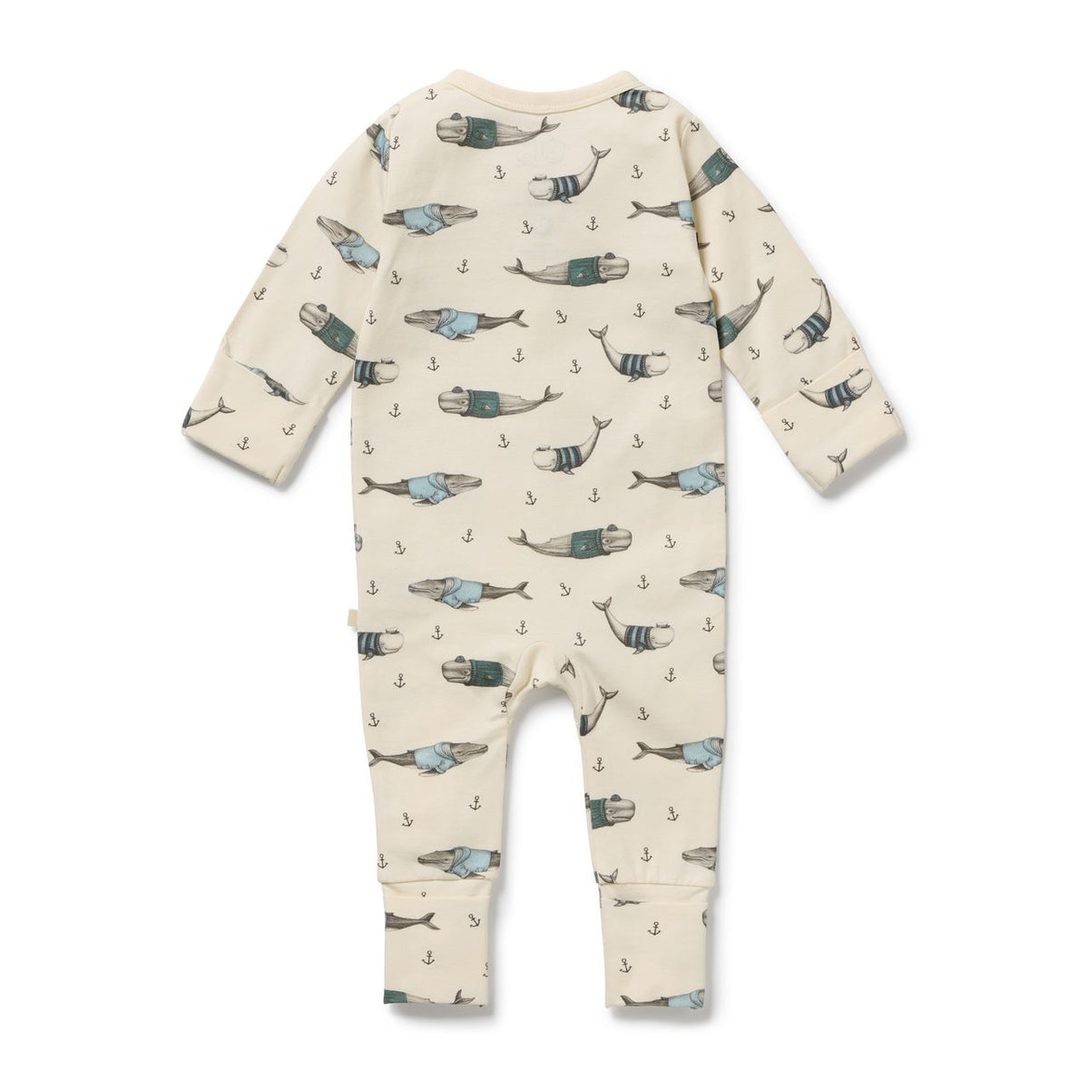 Woolly Whales Organic Zipsuit with Feet