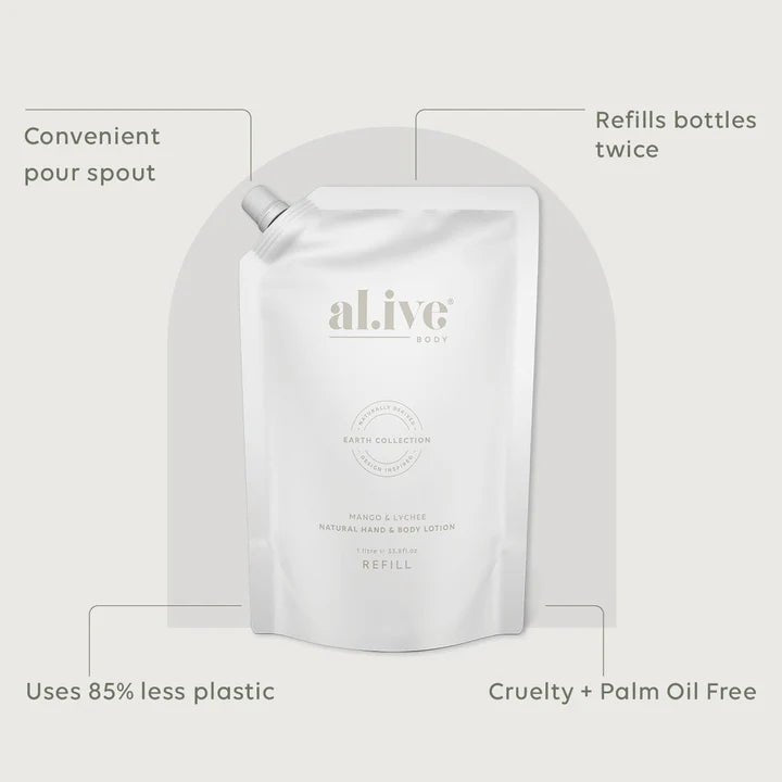 Al.ive Body 1L Wash Refill Mango & Lychee-Aster & Ruby