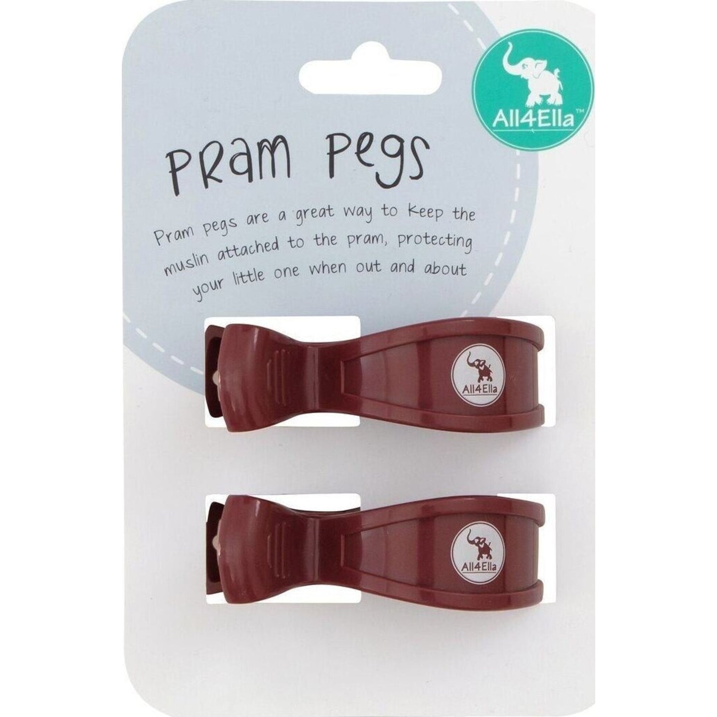 All4Ella Pram Pegs 2pk Burgundy | Aster & Ruby