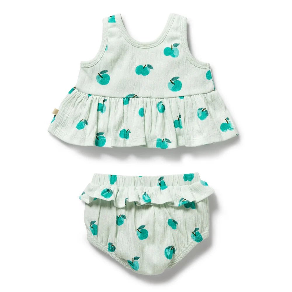 Apple Papple Organic Ruffle Set – 3-6m, 6-12m, 12-18m – Aster & Ruby