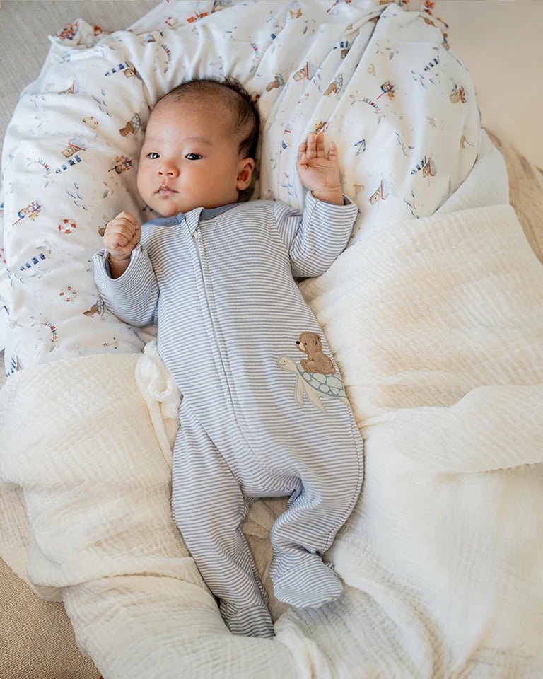 AXEL STRIPE ORGANIC LS ZIP ROMPER - Aster & Ruby