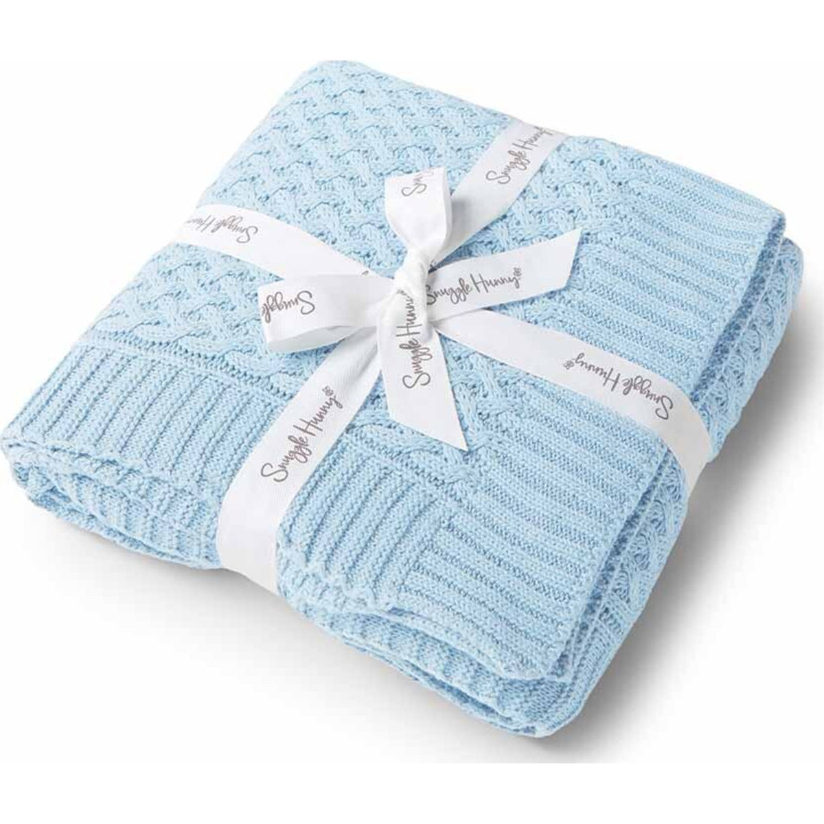 Baby Blue Diamond Knit Organic Baby Blanket - Aster & Ruby
