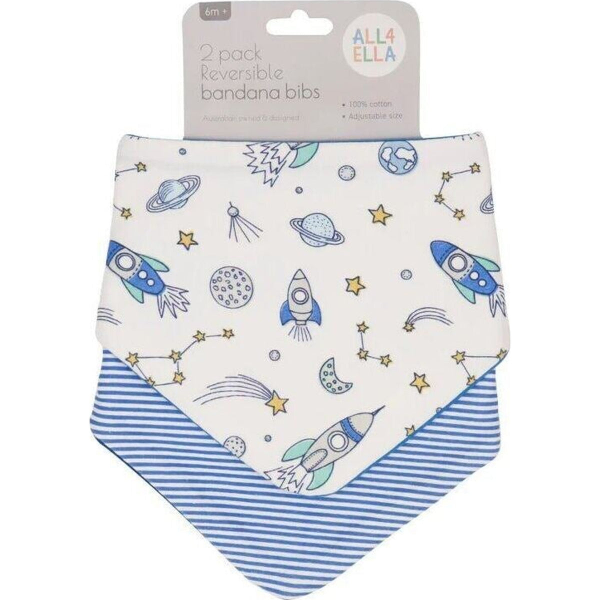 All4Ella Bandana Bibs 2pk Blast Off | Aster & Ruby