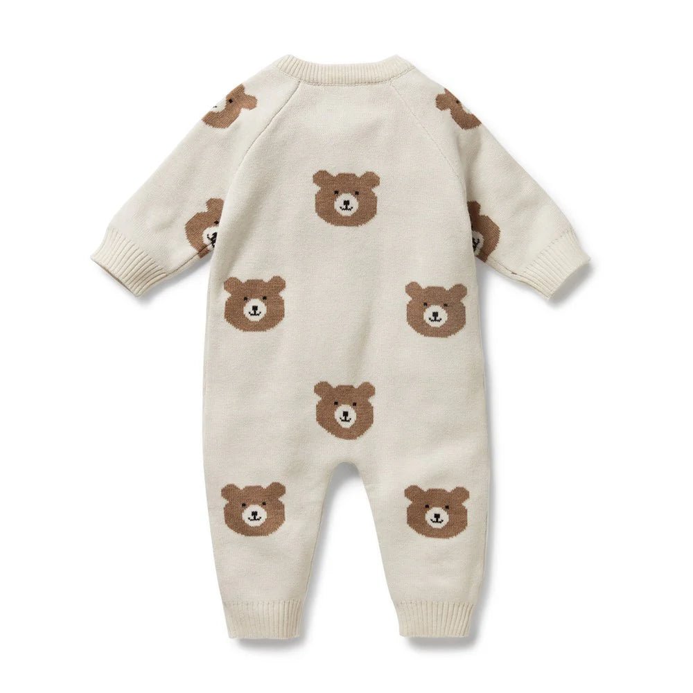 Beary Cute Organic Knitted Jacquard Growsuit - Aster & Ruby