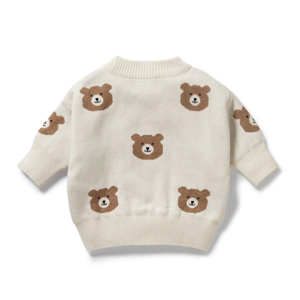 Beary Cute Organic Knitted Jacquard Jumper - Aster & Ruby