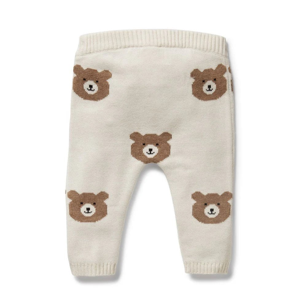 Beary Cute Organic Knitted Jacquard Legging - Aster & Ruby