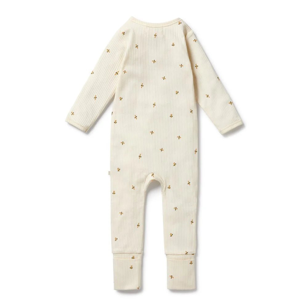 Bee Mine Organic Zipsuit with Feet - Aster & Ruby