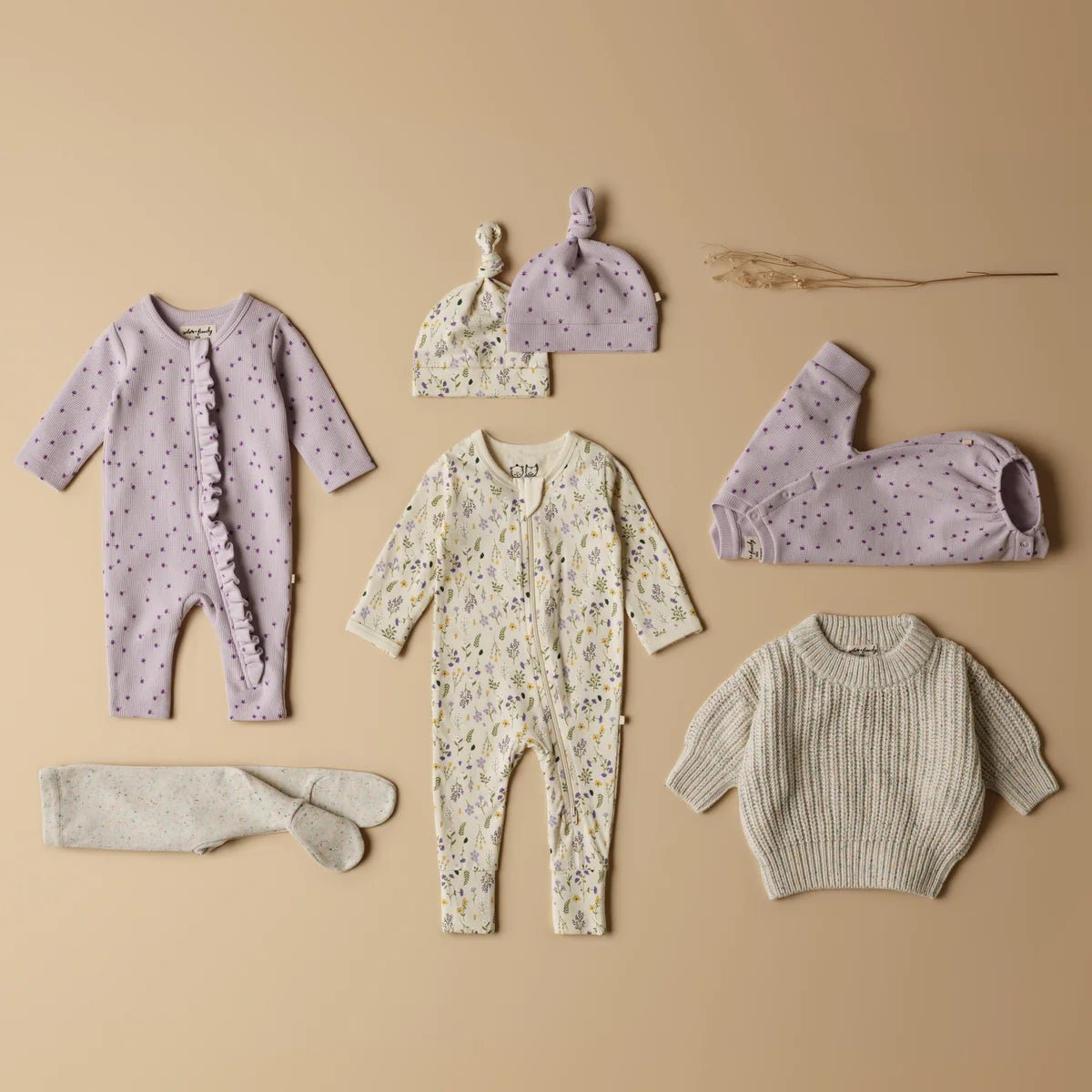 Bella Floral Organic Zipsuit with Feet - Aster & Ruby