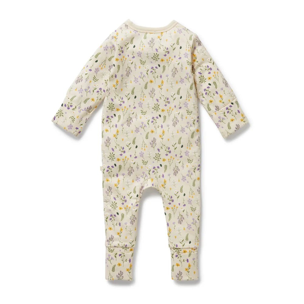 Bella Floral Organic Zipsuit with Feet - Aster & Ruby