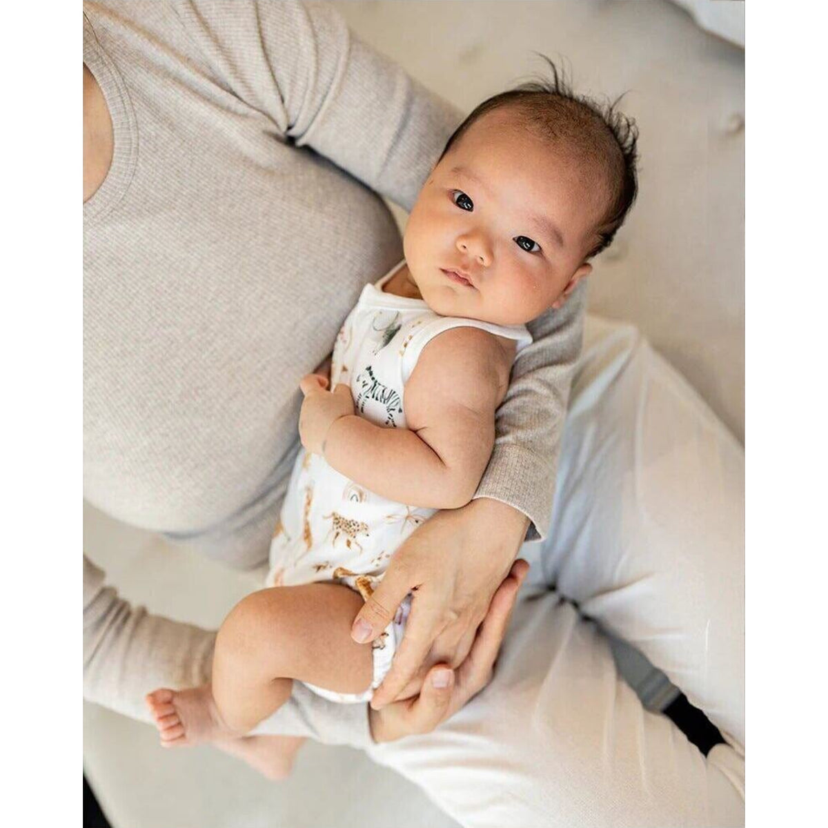 bebe Billie Print Organic Button Front Bodysuit | Aster & Ruby
