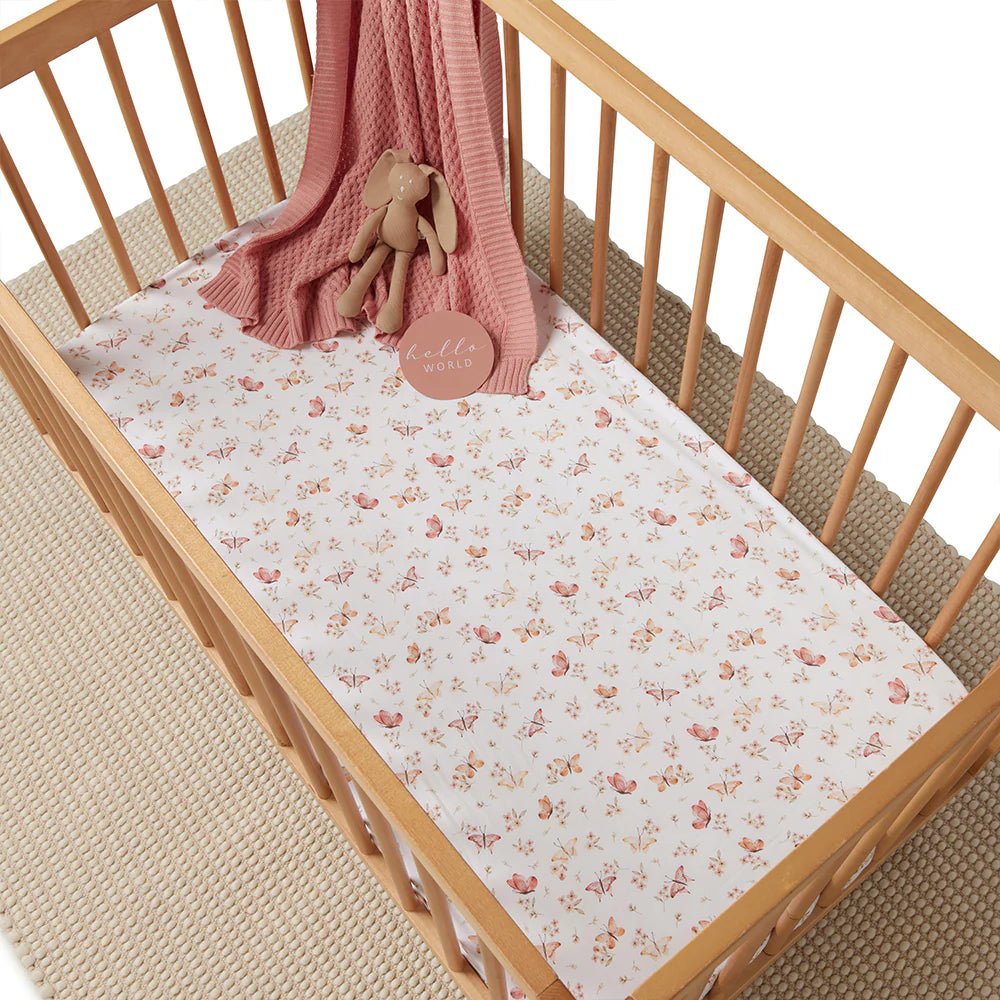Butterfly Organic Fitted Cot Sheet - Aster & Ruby