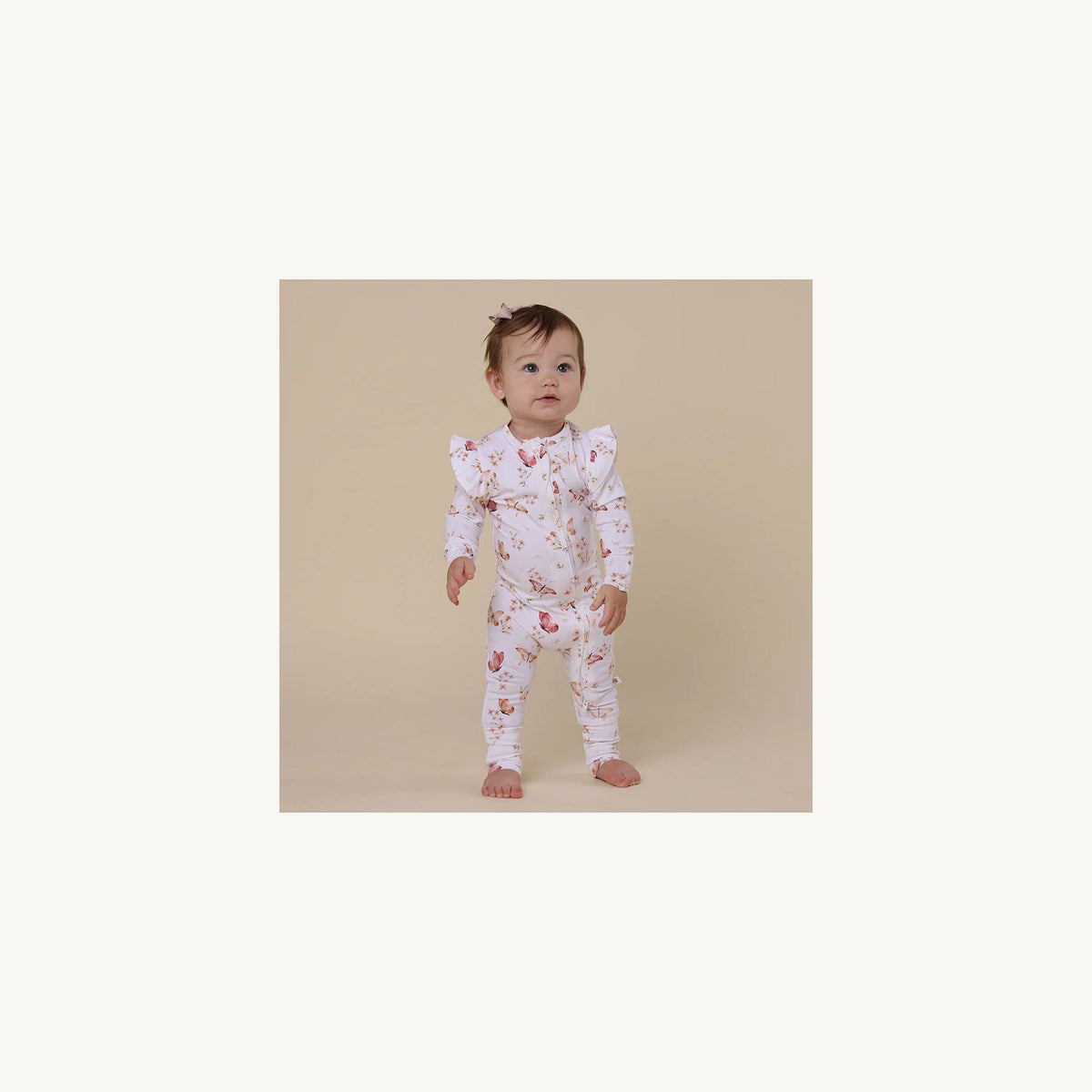 Snuggle Hunny Kids Butterfly Organic Snugglesuit Convertible Romper with Frill | Aster & Ruby