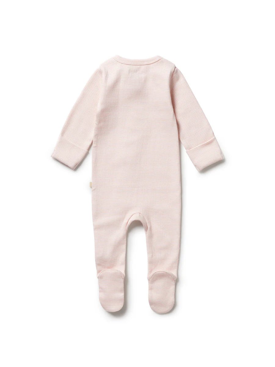 Cantaloupe Organic Stripe Rib Zipsuit with Feet - Aster & Ruby