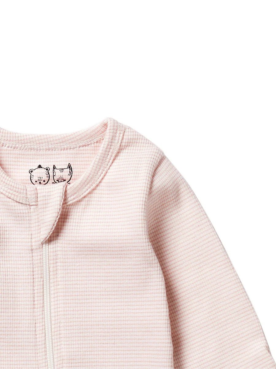 Cantaloupe Organic Stripe Rib Zipsuit with Feet - Aster & Ruby