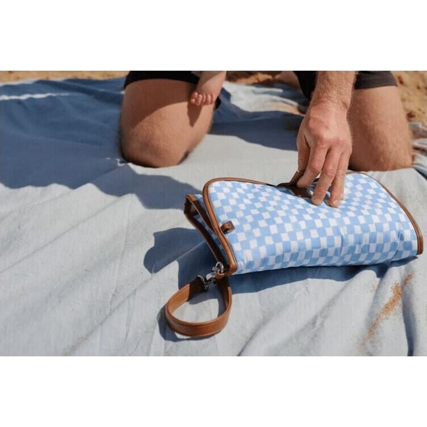 OiOi Change Mat Clutch Blue Check | Aster & Ruby