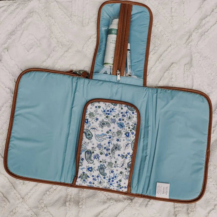 Change Mat Clutch - Blue Paisley & Tan - Aster & Ruby