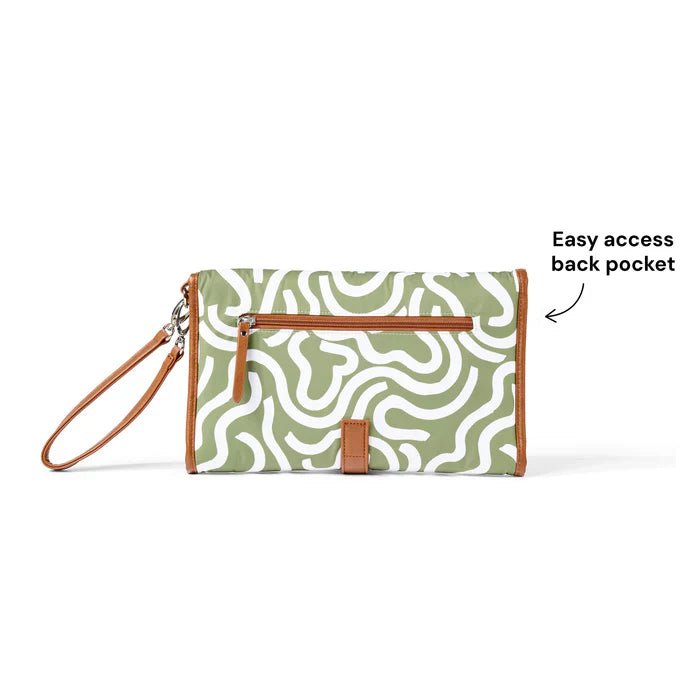 Change Mat Clutch Green Squiggle - Aster & Ruby