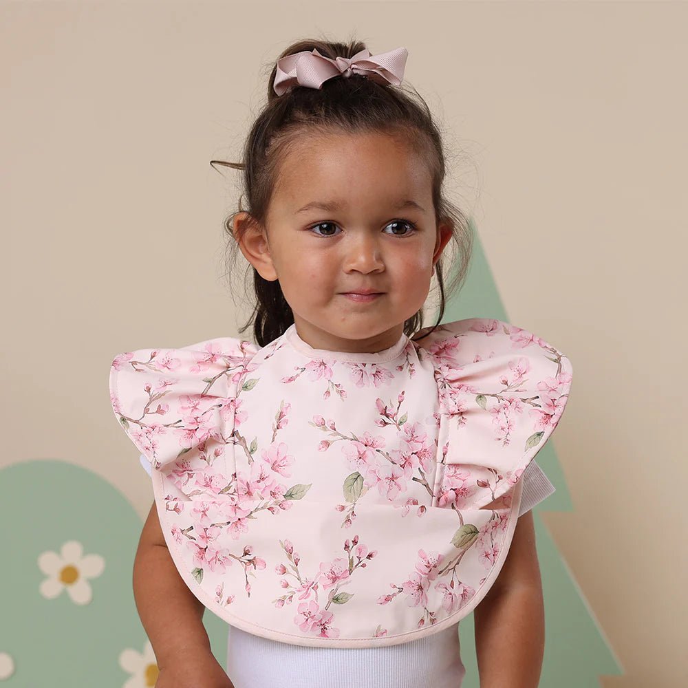 Cherry Blossom Frill Snuggle Bib - Aster & Ruby