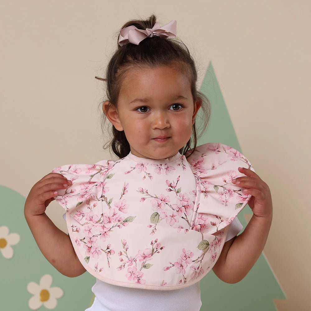 Cherry Blossom Frill Snuggle Bib - Aster & Ruby