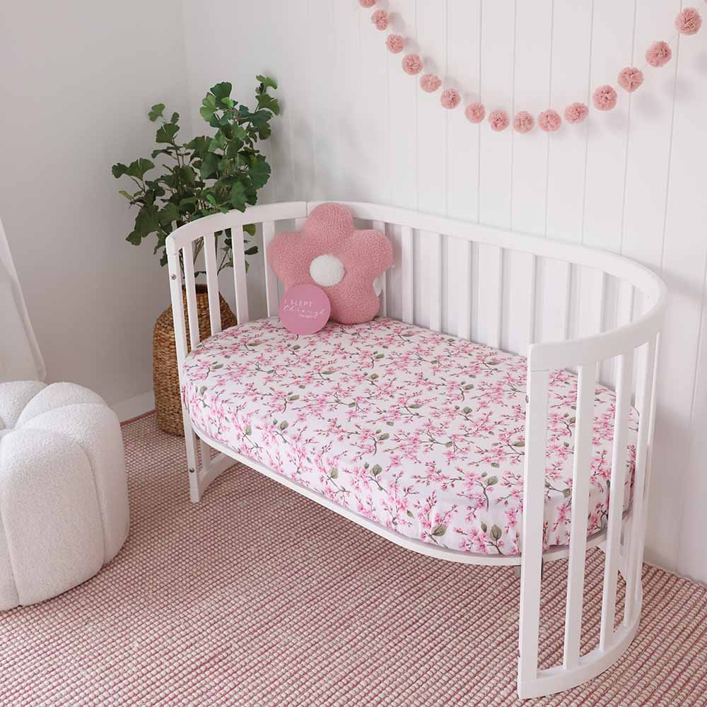 Cherry Blossom Organic Fitted Cot Sheet - Aster & Ruby