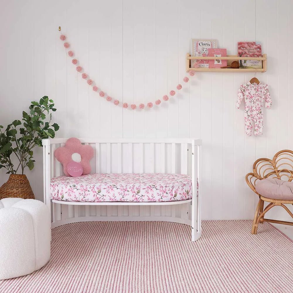 Cherry Blossom Organic Fitted Cot Sheet - Aster & Ruby