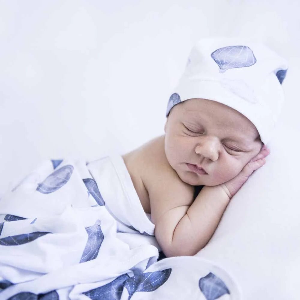 Cloud Chaser Baby Jersey Wrap & Beanie Set - Aster & Ruby