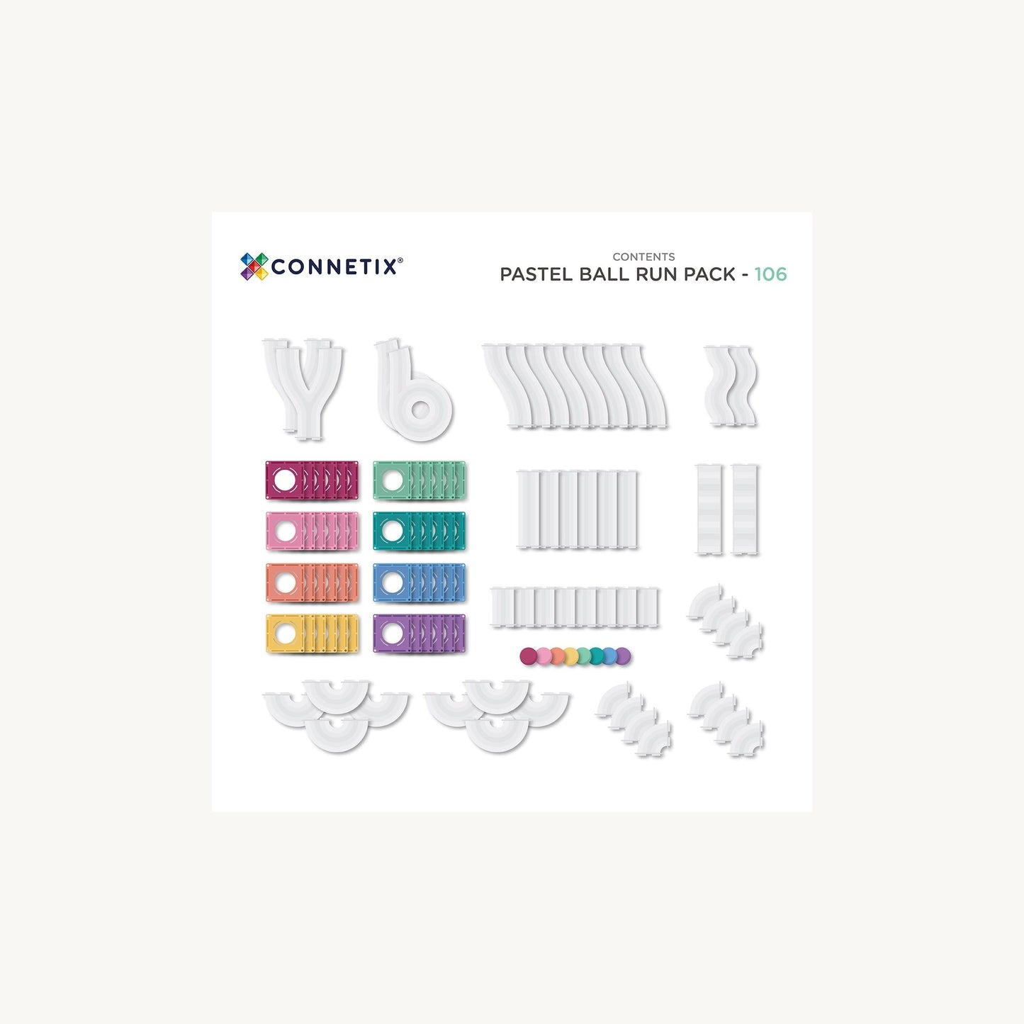 Connetix Tiles Connetix Tiles 106 Piece Pastel Ball Run Pack | Aster & Ruby