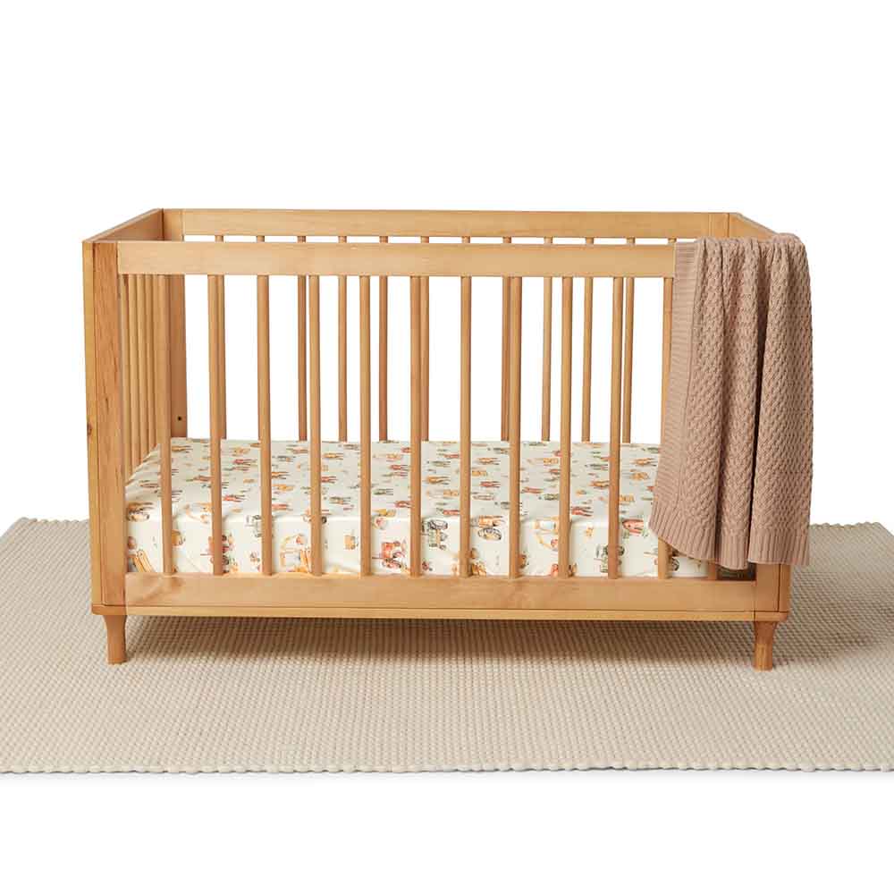 Diggers Organic Fitted Cot Sheet - Aster & Ruby
