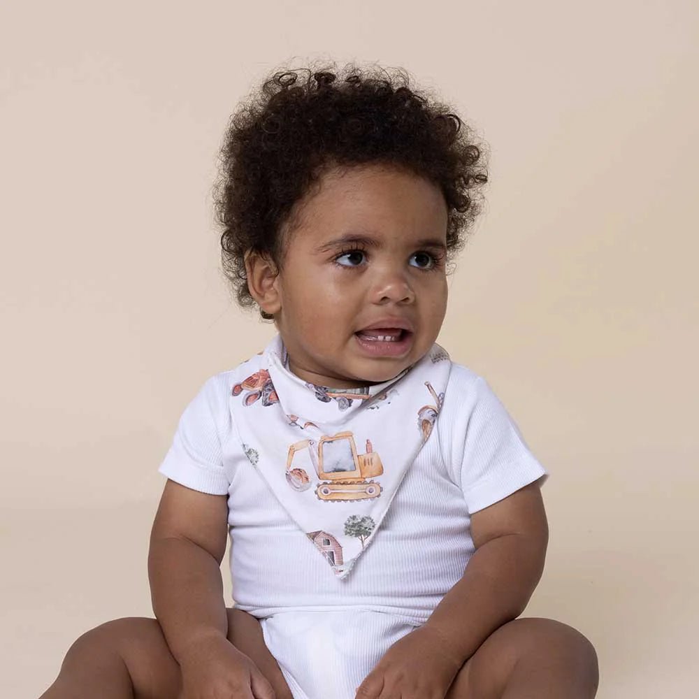 Diggers & Tractors Organic Dribble Bib - Aster & Ruby
