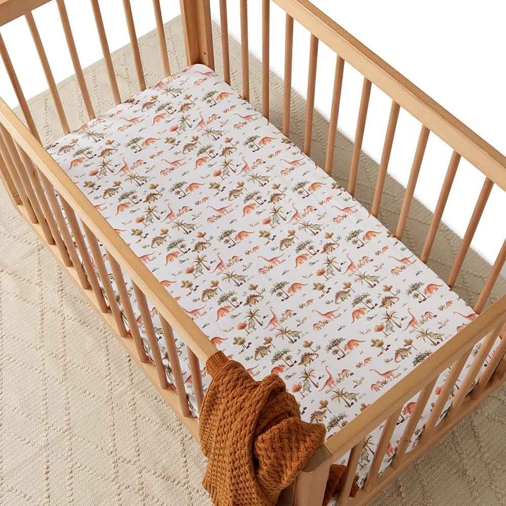 Dino Fitted Cot Sheet - Aster & Ruby