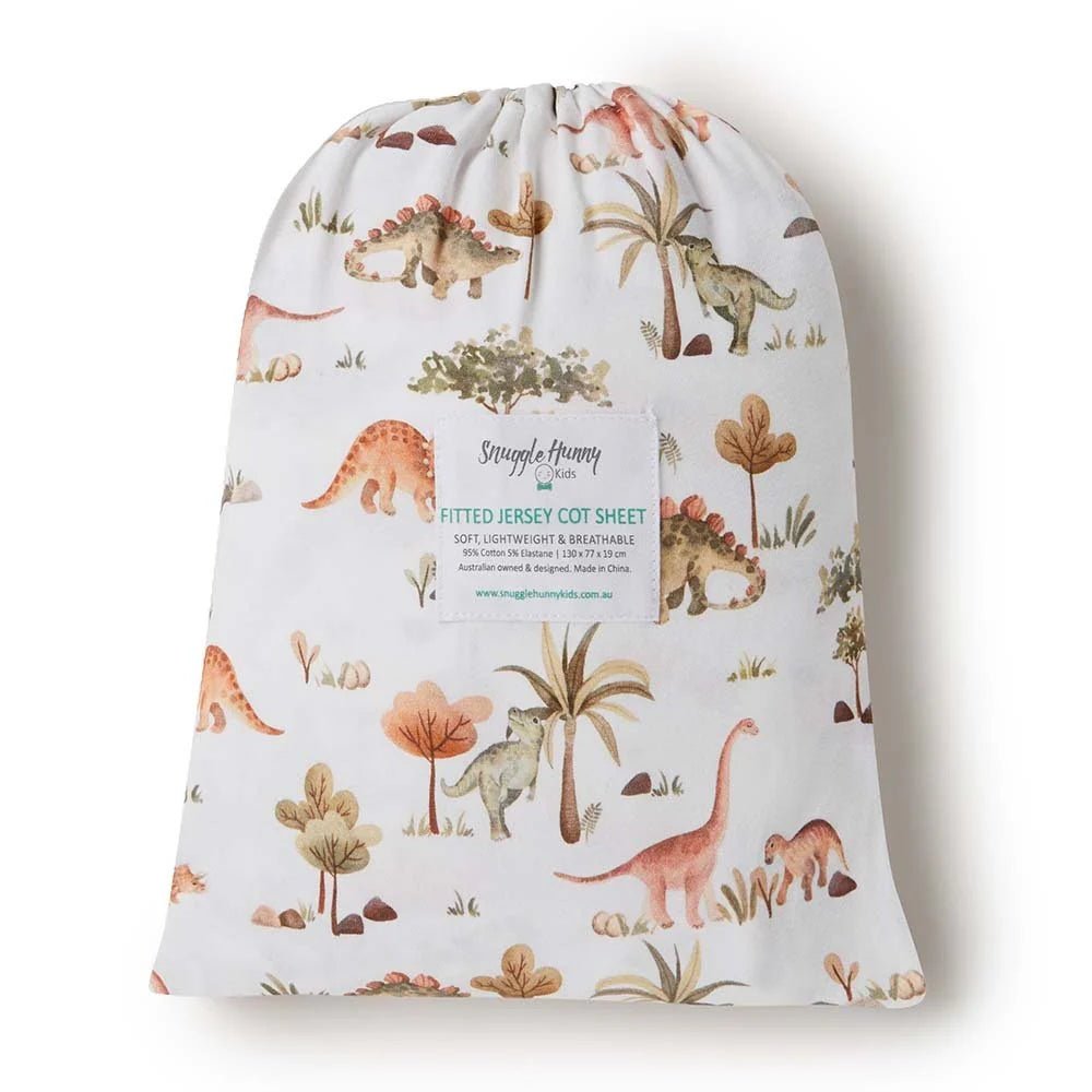 Dino Fitted Cot Sheet - Aster & Ruby