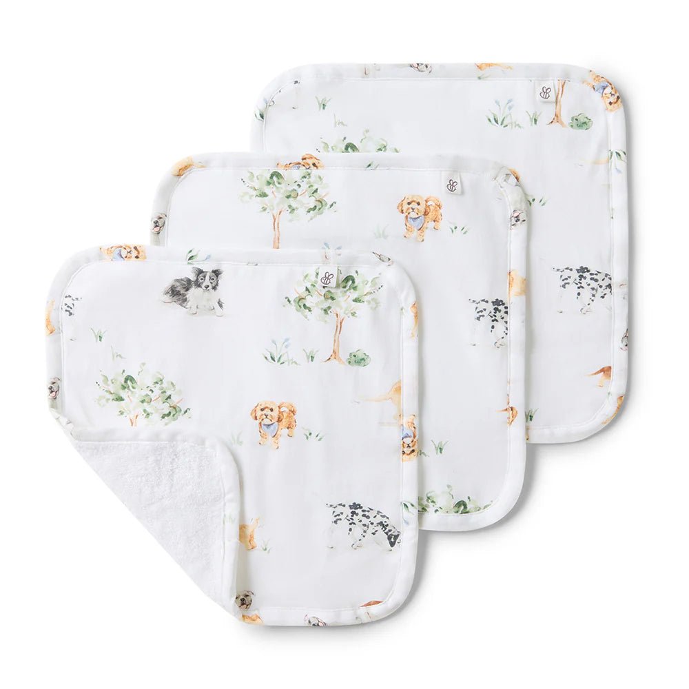 Dog Park Organic Wash Cloths - 3 Pack - Aster & Ruby