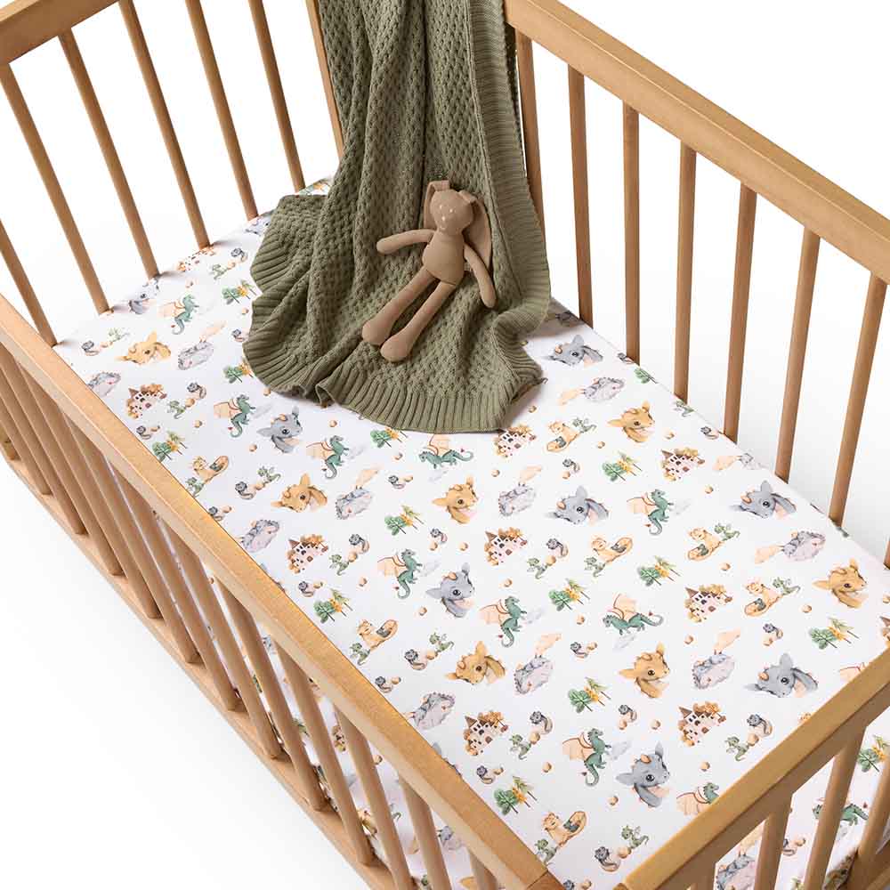 Dragon Organic Fitted Cot Sheet - Aster & Ruby