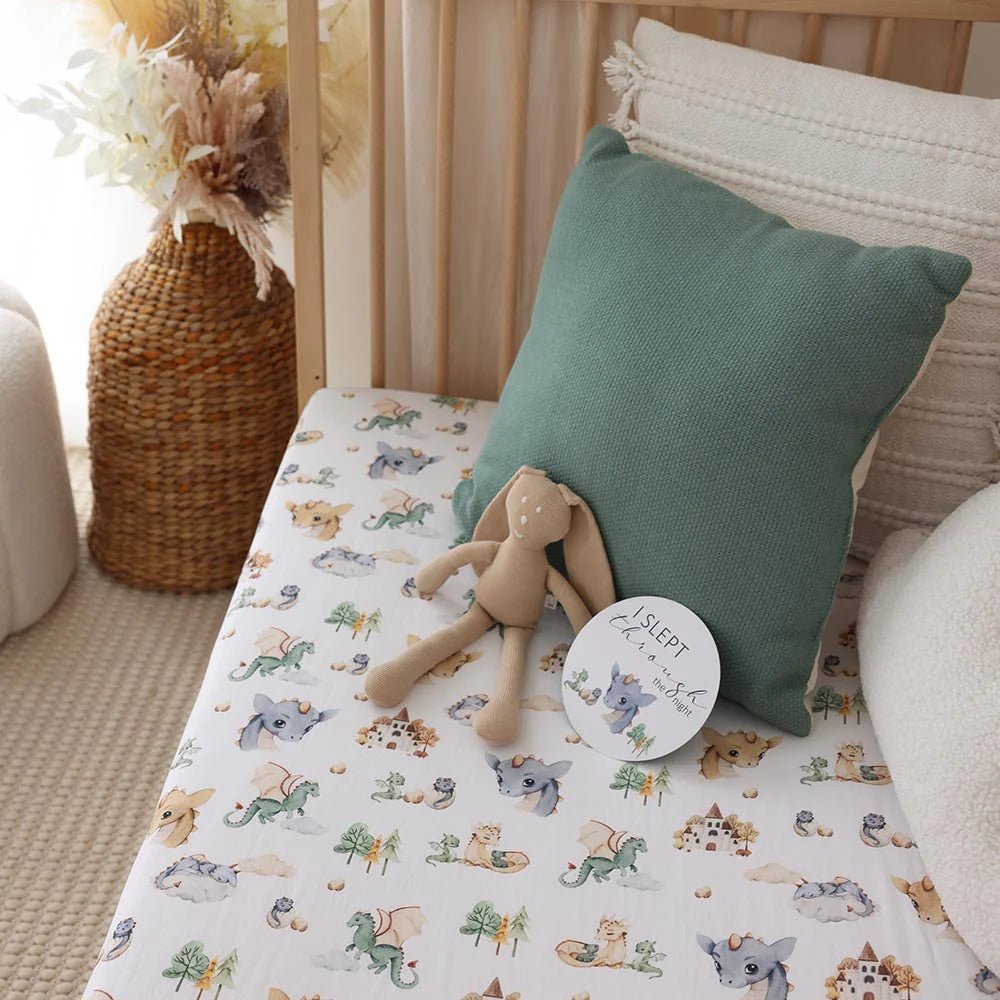 Dragon Organic Fitted Cot Sheet - Aster & Ruby