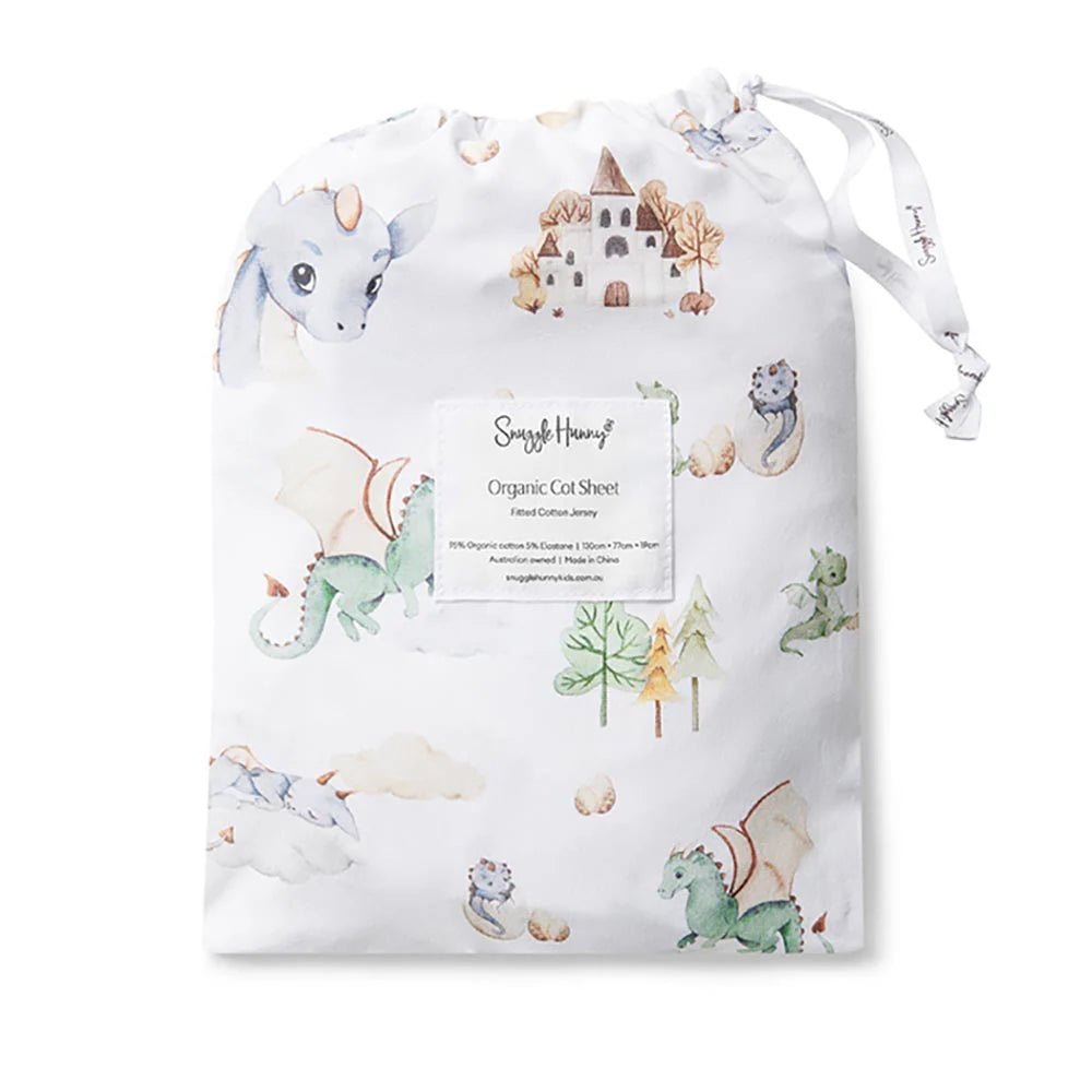 Dragon Organic Fitted Cot Sheet - Aster & Ruby