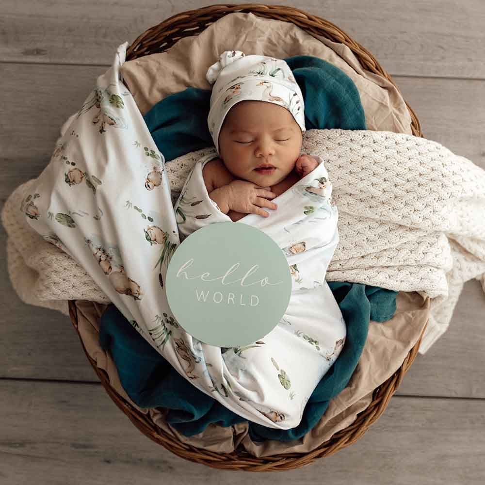 Duck Pond Organic Jersey Wrap & Beanie Set - Aster & Ruby