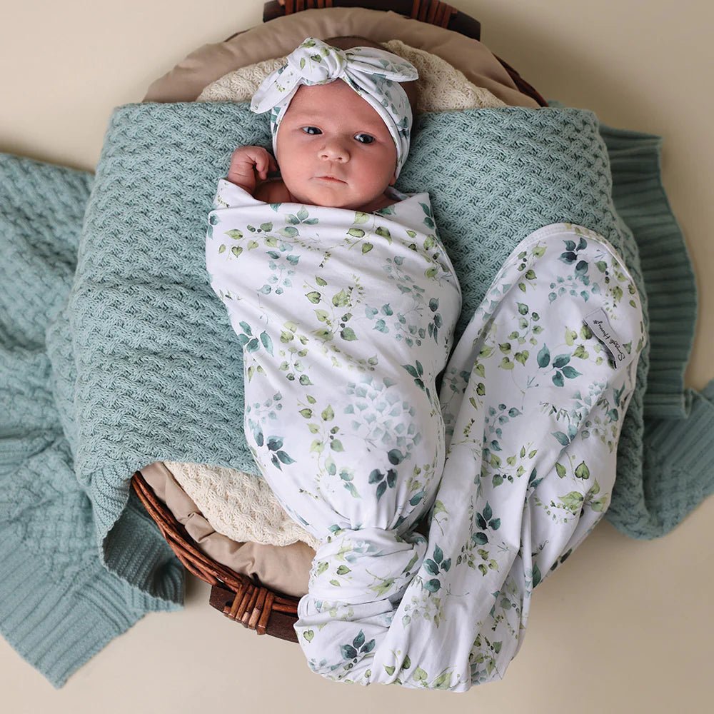 Eden Organic Jersey Wrap & Topknot Set - Aster & Ruby