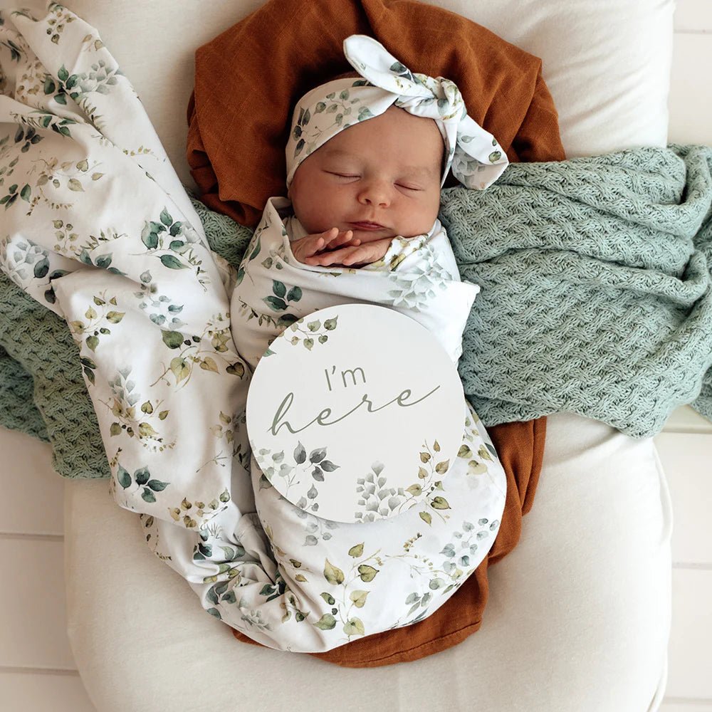 Eden Organic Jersey Wrap & Topknot Set - Aster & Ruby