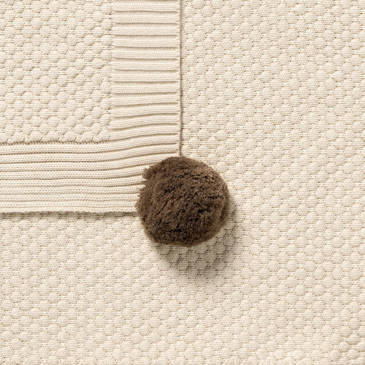 Cream Organic Knitted Bubble Blanket