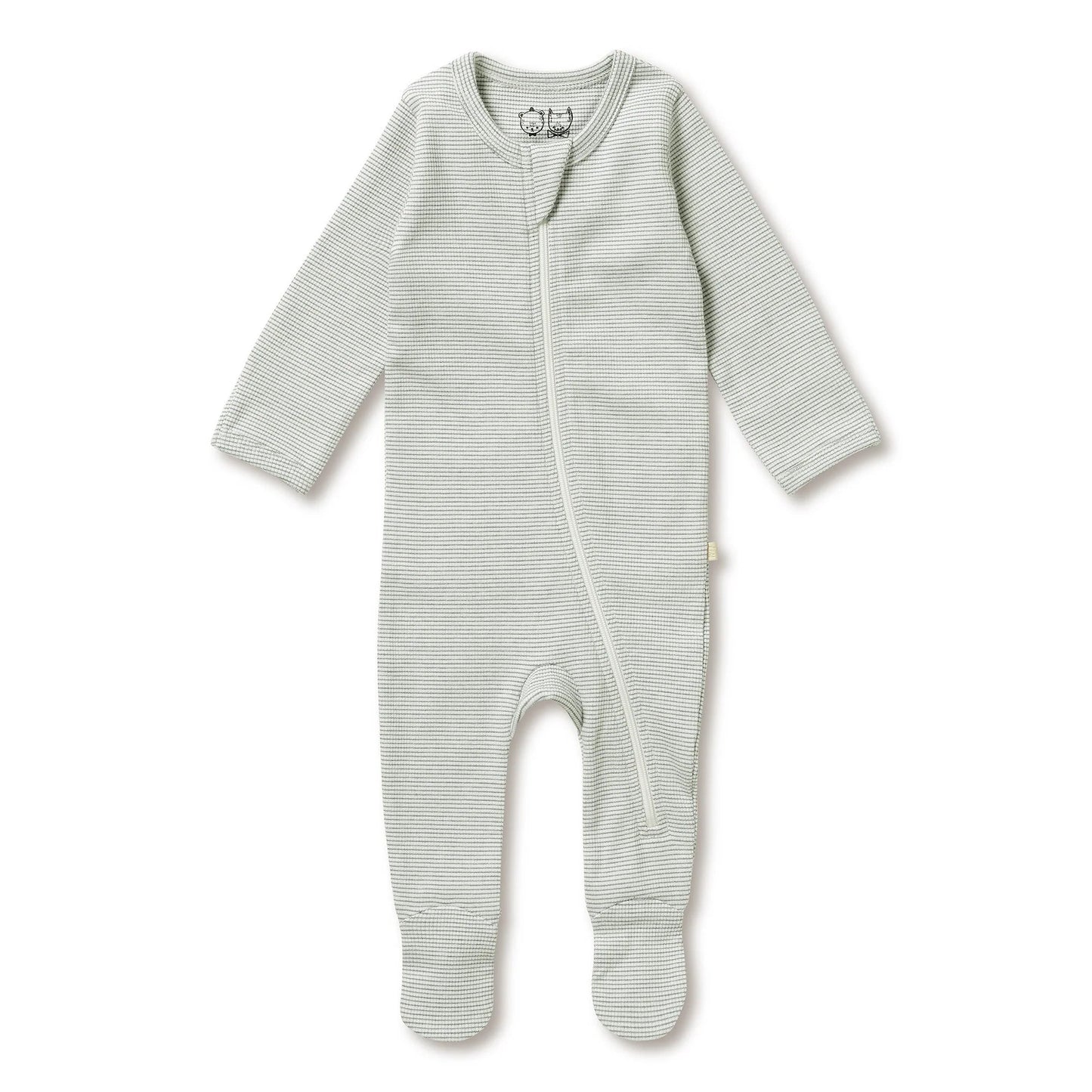 Fern Organic Stripe Rib Zipsuit with Feet - Aster & Ruby